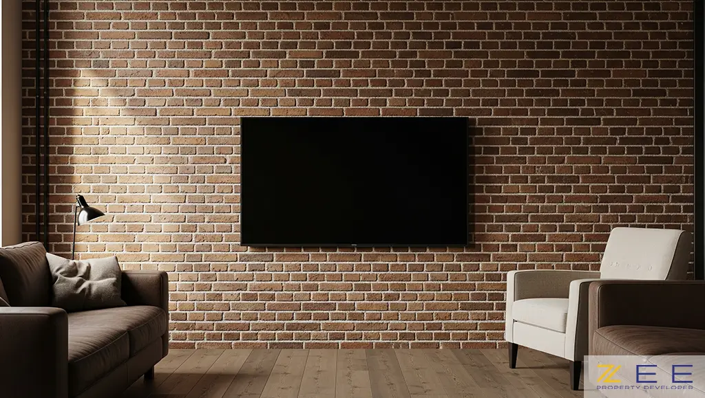 طراحی روستیک در اجرای TV Wall منزل