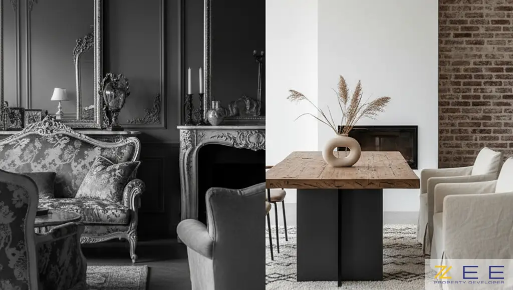 ترکیب یک فضای کلاسیک تیره با یک فضای مدرن روشن برای نمایش کنتراست