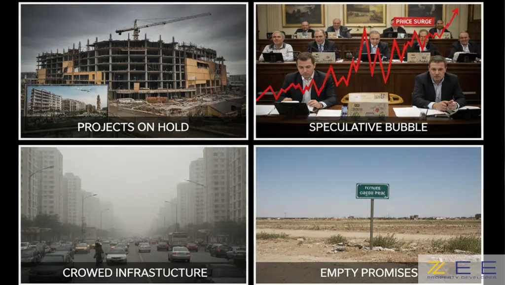پروژه‌های معلق، سفته‌بازی در بازار مسکن، زیرساخت‌های شلوغ و وعده‌های بی‌اساس، نشان دهنده هیاهوی کاذب بازار