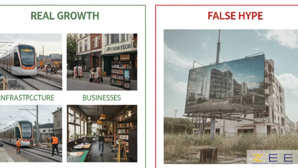 مقایسه‌ای بین رشد واقعی (سمت چپ) و هیاهوی کاذب (سمت راست) در بازار املاک