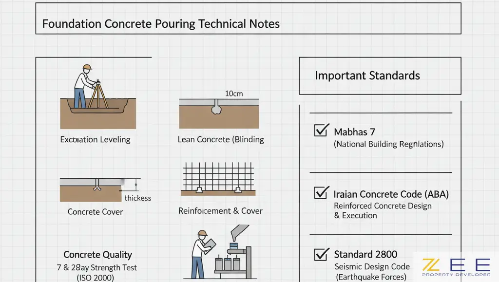 ز نکات فنی در بتنریزی فونداسیون و استانداردهای مهم