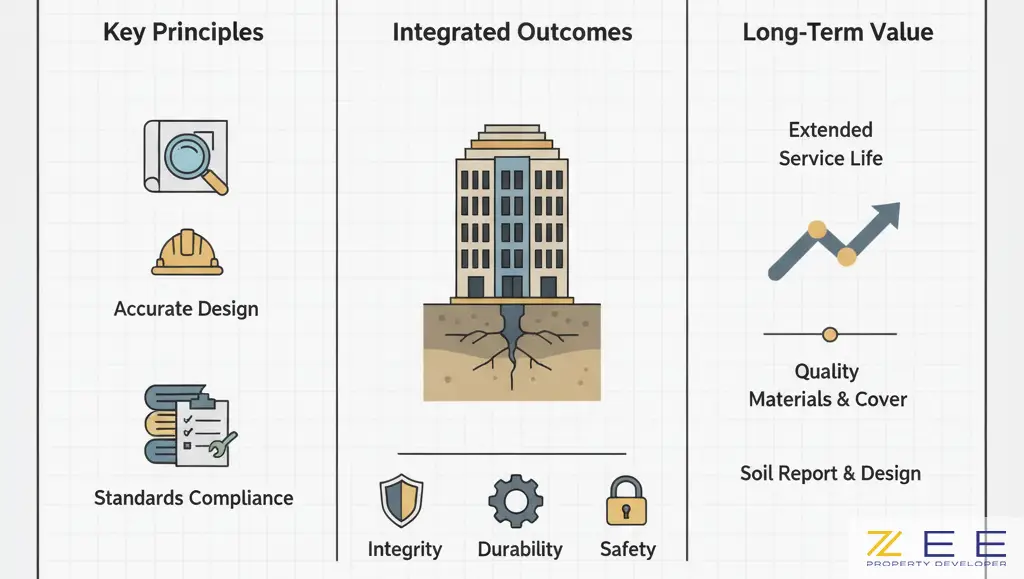 اصول کلیدی طراحی، نتایج یکپارچه و ارزش بلندمدت در اجرای فونداسیون