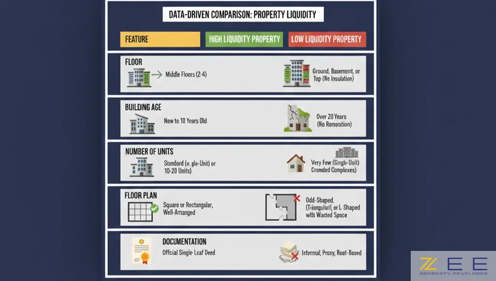 مقایسه ویژگیهای یک ملک با نقدشوندگی بالا را در مقابل یک ملک با نقدشوندگی پایین