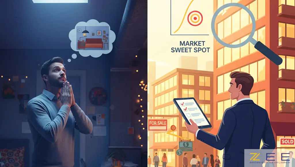 مردی در آرزوی یک خانه و یک دلال املاک در حال بررسی بازار و فروش ملک