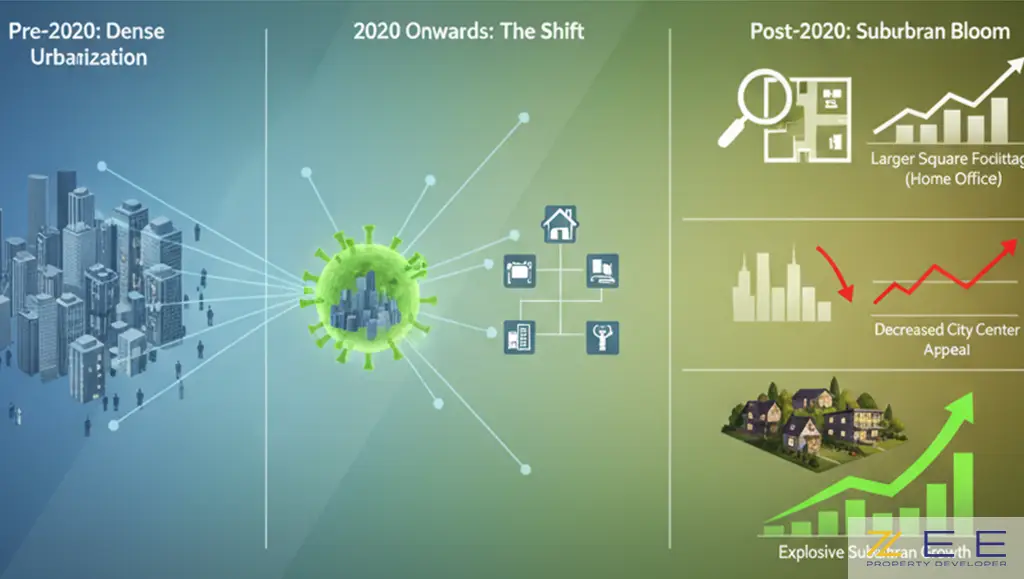 تفاوت زندگی شهری متراکم قبل از ۲۰۲۰ را با تغییرات پس از آن به سمت حومه و افزایش تقاضا برای فضای بیشتر