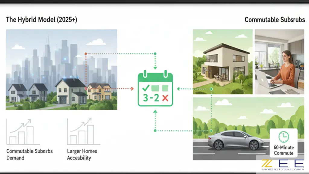 مدل کار هیبریدی (ترکیبی) و افزایش تقاضا برای خانهها در حومههای قابل تردد