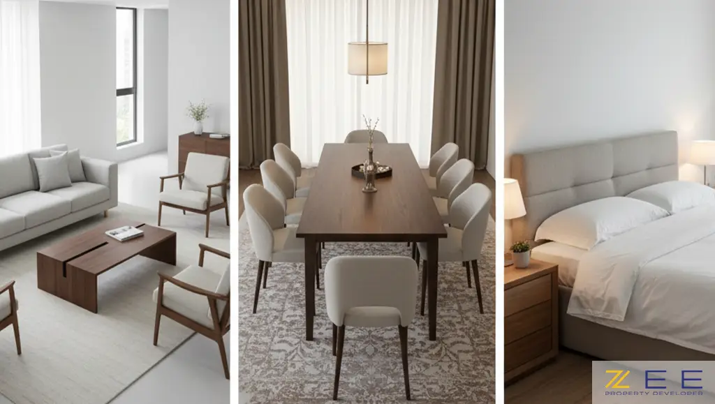 چیدمان مناسب مبلمان در اتاق نشیمن، ناهارخوری و اتاق خواب با رعایت اصول مقیاس و تناسب