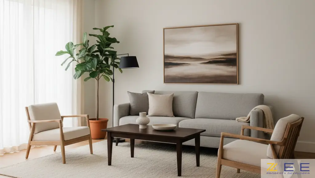 فضایی با مبلمان ناهماهنگ و شلوغ در مقابل چیدمانی آرام و متناسب