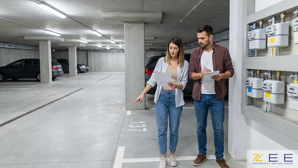 بازرسی مشاعات ساختمان، شامل جانمایی پارکینگ و قرائت کنتورهای انشعابات