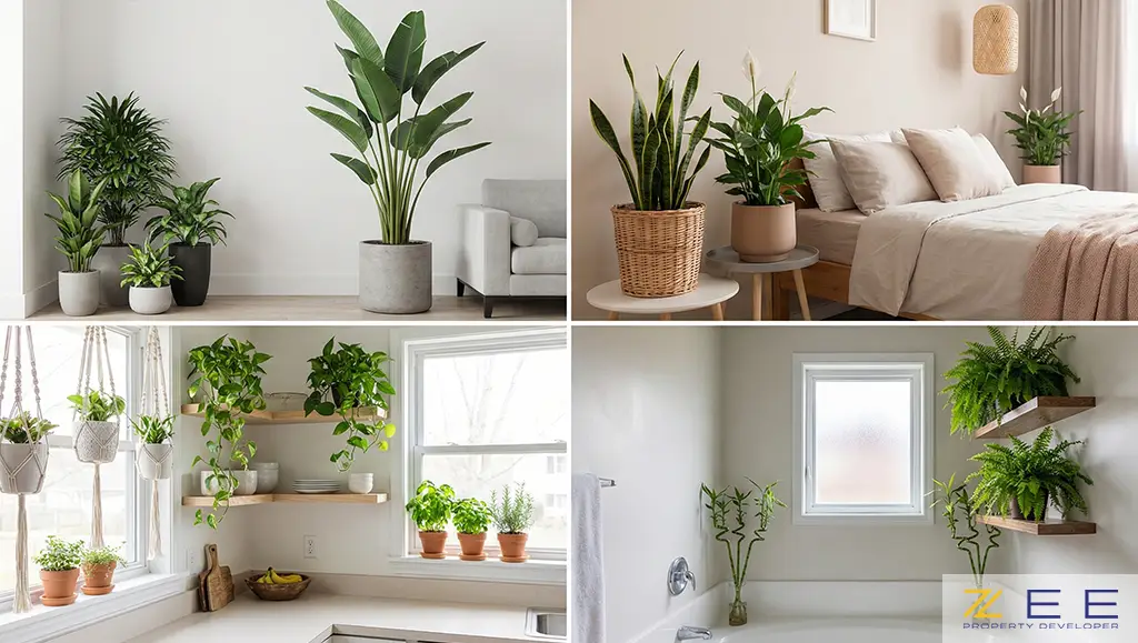 نمونههای چیدمان گیاه در اتاق نشیمن، اتاق خواب، آشپزخانه و حمام