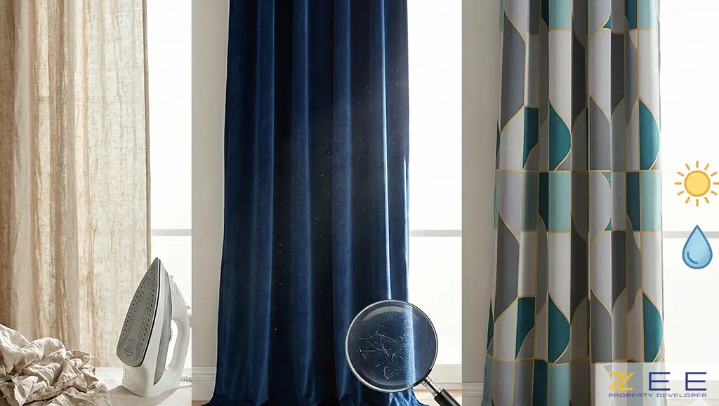 مقایسه ویژگیهای پارچههای کتان (چروکپذیر)، مخمل (جاذب غبار) و پلیاستر