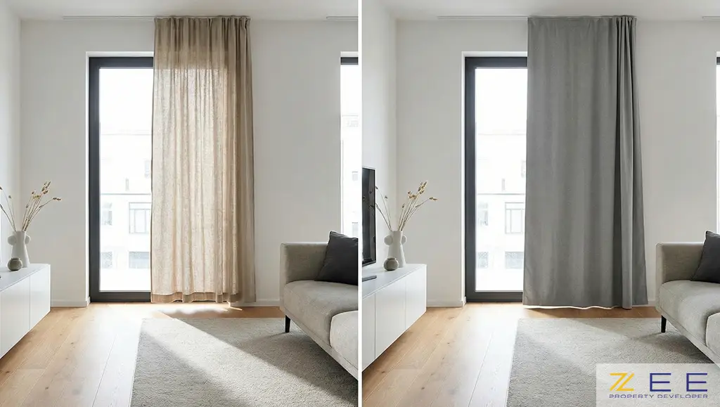 نمایش دو اشتباه رایج: پرده کوتاه (سمت چپ) و پرده کمچین (سمت راست)