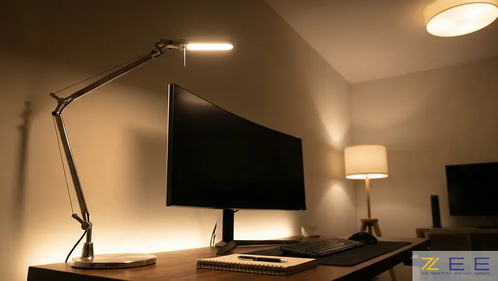 استفاده از نورپردازی لایهای و چراغ مطالعه برای کاهش خستگی چشم.