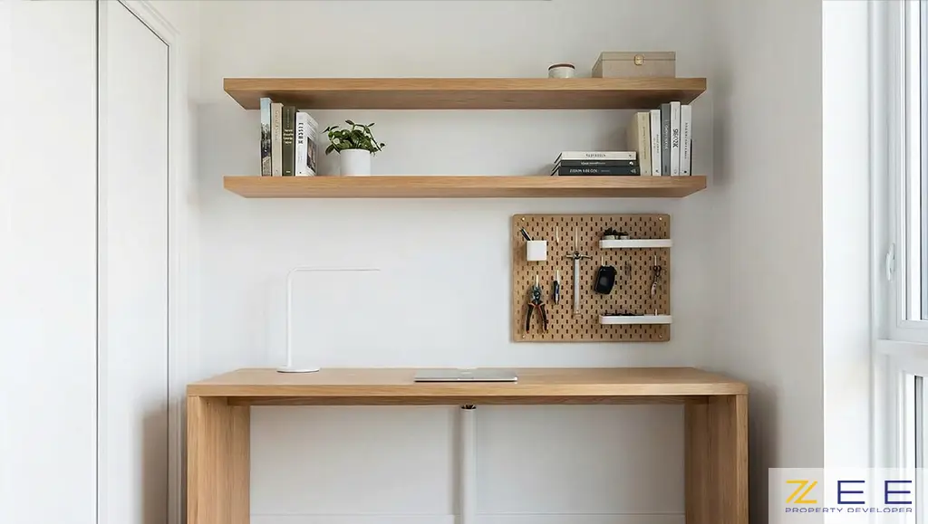 دفتر کار خانگی مرتب و مینیمال با استفاده از فضای ذخیرهسازی