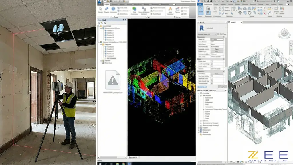 برداشت میدانی، پردازش ابر نقاط در نرمافزار و ایجاد مدل سهبعدی BIM (با رابط کاربری)