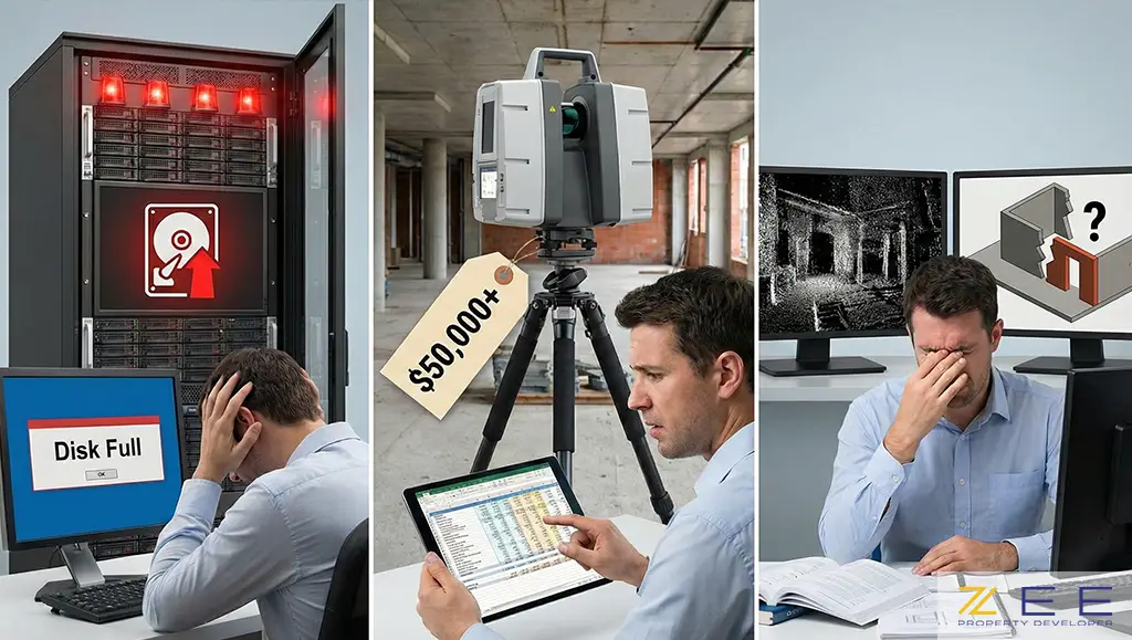 روش سنتی و پرخطای اندازهگیری دستی با متر و کاغذ در مقابل دقت و سرعت اسکن لیزری دیجیتال