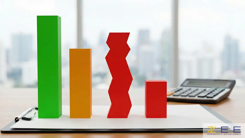 نمودار میلهای مقایسه سه سناریوی خوشبینانه بدبینانه و محتمل برای آینده بازار مسکن