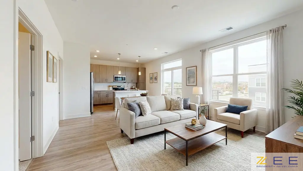 عکاسی از زاویه کنج اتاق با دید مورب برای نشان دادن عمق و وسعت فضا