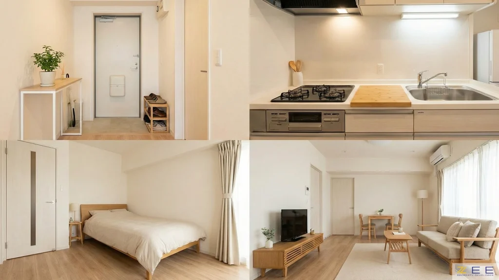 بخشهای مختلف یک آپارتمان مدرن با چیدمان صحیح و مینیمال